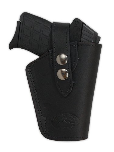 Barsony Black Leather Belt Clip Holster for Small Frame .380 and Ultra-Compact 9mm 40 45