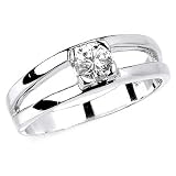 Simple Sterling Silver Cubic Zirconia Rhodium Plated Rings
