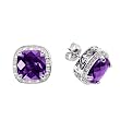FOJO's Diamonds in Silver Created Purple Sapphire CB Earrings (1/10 ct. tw.)
