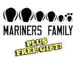 8.5" x 3.5" Mariners Baseball Family Vinyl Sticker Decal [Die-cut, White] + with Free Baseball Pencil