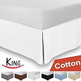 Combed Cotton King Bed-Skirt White - 100% Finest Quality Long Staple Fiber - Durable, Comfortable & Abrasion Resistant, Quadruple Pleated, Cotton Blended Platform - By Utopia Bedding