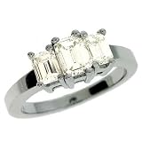 14k White 3 Stone 1.6 Ct Diamond Ring - Size 7.0