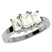 Jewelry : 14k White 3 Stone 1.6 Ct Diamond Ring - Size 7.0