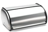 Brushed Stainless Steel Rolltop 2-Loaf Capacity Bread Box, 16.5" X 10" X 8"