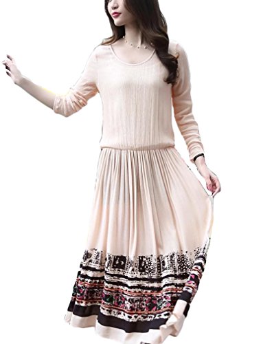 (ディーコッテ)D'Kotte リゾート マキシ ワンピース 長袖 ワンピ レディース ロング 丈 uネック 春 夏 neax249