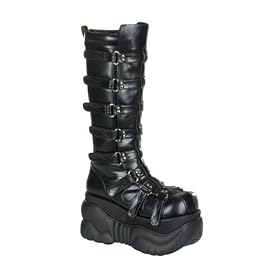 4 Inch Wedge Platform Knee Boot Gothic Buckles Black MENS SIZING