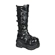 4 Inch Wedge Platform Knee Boot Gothic Buckles Black MENS SIZING