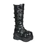 4 Inch Wedge Platform Knee Boot Gothic Buckles Black MENS SIZING