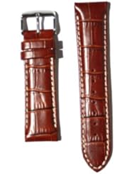 22mm Heavy-Padded Brown Alligator Grain with Contrast Stitch and S/S Buckle