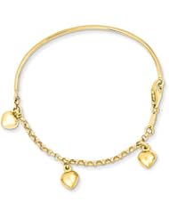 6" 14k Yellow Gold Polished Dangle Heart Baby Bracelet