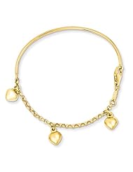 14k Polished Dangle Heart Baby Bracelet Length 6"