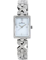 Anne Klein Womens 109425MPSV Swarovski Crystal Silver-Tone and Mother-Of-Pearl Dial Bracelet Watch