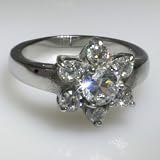 316L Stainless Steel Ring with 7 hand set cubic zirconia stones