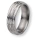 Brushed and Polished Titanium Ring (7.0 mm) With Wood Box - Sizes 7-12.5