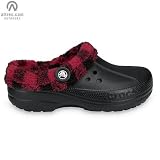 crocs Plaid Blitzen Clog,Black/True Red,Men's 10 M/12 M