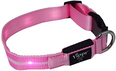 Yippr Classic LED Dog Collar USB Rechargeable Led Lighted Dog Collar with 4 Settings - Increase Visibility, Safety Collar, Night Use with Ultra Bright Blinking, Light Up Nylon Flashing Pet Collar