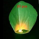 20 Pack Fire Sky Lantern Flying Paper Wish Balloon Green