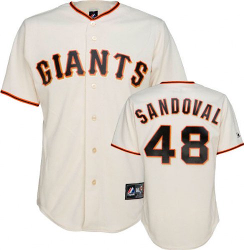 MLB Youth San Francisco Giants Pablo Sandoval Ivory Home Short Sleeve 6 Button Synthetic Replica Baseball Jersey Spring 2011  (Ivory, Large)