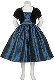 New Sparkling Christmas Holiday Dress with Black Velvet Bolero ~ Choice of Blue, Gold or Burgundy Sizes 2 to 14 Girls