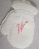 White One Size Magic Mitten with Customer Chosen Pink Monogrammed Letter for Infant Girls Ages 0-2 Years