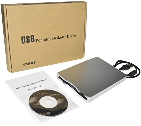 West Port ® Portable Silver 3.5" USB External Floppy Disk Drive Portable 1.44 MB FDD for PC Windows 98/ME/2000/XP/Vista/Windows 7/8,No Need to Install Drive with CD Driver, Plug and Play