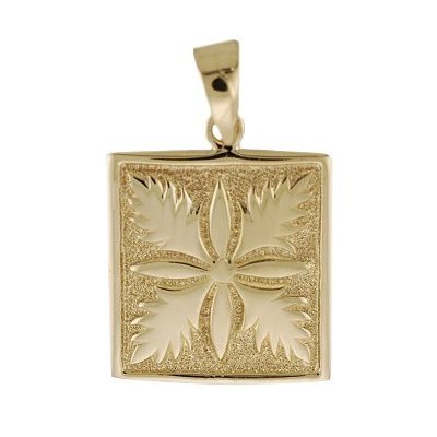 Hawaiian Heirloom Jewelry 14k Gold Hawaiian Quilt Pattern Pendant
