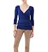Michael Stars 1x1 Slub 3/4 Sleeve Surplice Top, One Size, Crest