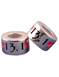 13.1 Half Marathon Pink Heart Slide Bead
