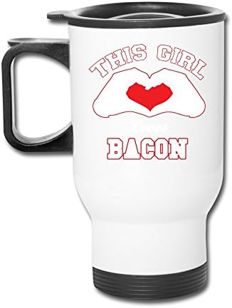 Aip-Yep Smart This Girl Loves Bacon Heart Logo BPA-Free Travel Mug White