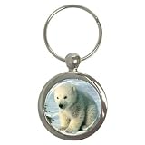 Polar Bear Cub Key Chain (Round)