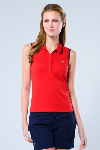 Red! Collection Sleeveless Tipped Pique Polo