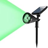 [180&deg;Angle Adjustable] AGPTEK New Version 200 Lumens Solar Wall Green Lights Bright Solar LED Light Outdoor/ Rechargeable Waterproof Solar Powered Spotlight / Landscape Light / Auto-on at Night and Auto-off by Day/ Spot Light Fixture Lamp For Garden, Pool Pond Patio, Deck, Yard, Garden, Home, Driveway, Stairs, Outside Wall (Green light) -1 Pack