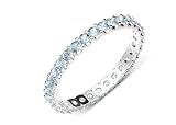1.00cttw Natural Round Aquamarine (AA+-Clarity,Blue-Green-Color) U-Prong Eternity Band in 14K White Gold.