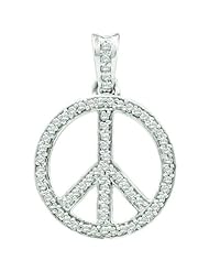 0.25 Carat (ctw) 10k White Gold Round White Diamond Ladies Peace Pendant