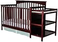 Dream On Me Chloe 5-in-1 Convertible Crib with Changer, Cherry