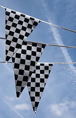 Black and White Checkered Race Flag Nascar Banner 32ft