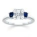1.00 CT ASSCHER DIAMOND W PRINCESS BLUE SAPPHIRE RING 18K