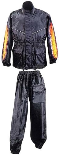 Two Piece RS5003 Flame Design Motorcycle Rain Gear XL