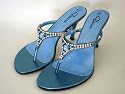 Sandalen Sandaletten Straß Metallic Blue (S12)