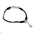 Bracelet With Genuine Clean Diamond Well Made in 18K White Gold and Black Silk