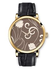 SPRAWL Aanalog Fashion Series Gold Ladies Watches of Genuine Black Leather Strap,Unique Wrist Watch for Women Girls Designed with White flowers on coffee background
