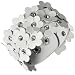 Triple Layers Flowers White PU Leather Cubic Zirconia Fashion Snap Cuff Bracelet 7"