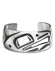 Sterling Silver Raven Northwest Coast Native American Bracelet. Made in USA.
