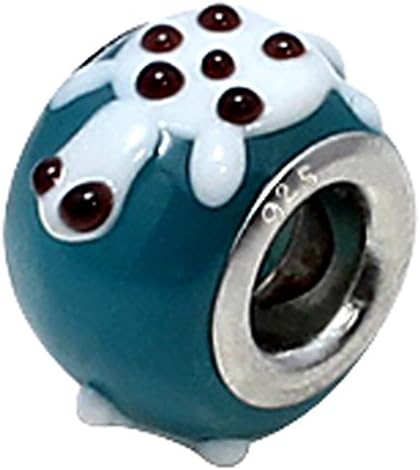 Murano Glass turtle charm Bead - fits pandora &amp; troll bracelets - White
