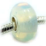 Pro Jewelry Natural Semi-precious Stone Opal with .925 Sterling Silver Spacer Bead Pandora Troll Chamilia Biagi Bead Compatible