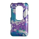 Purple Stars Hard Case Snap On Faceplate Cover For HTC Evo 3D