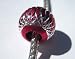 Murano Style Aluminum Bead Fits Pandora Red with Silver Ornamentation