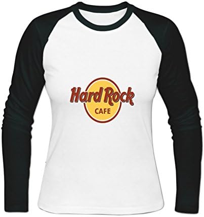 Goonowe DIY Hard Rock Cafe Graphic Printed Long Baseball T-shirt For Women XL White