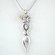 Triple Moon Lunar Goddess Pendant with Citrine Beads in Sterling Silver on 24" Rhodium and Sterling Snake Chain, #8396