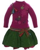 Catimini *Spirit Denim* Fuchsia Embroidered Top and Green Skirt Set